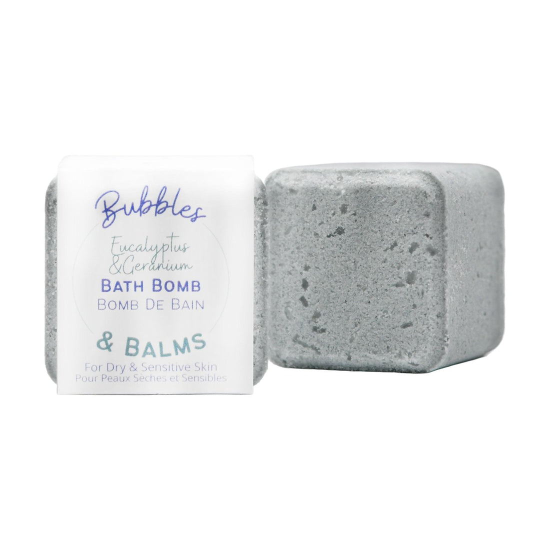 Eucalyptus & Geranium bath bomb from Bubbles & Balms of Hampton, New Brunswick.