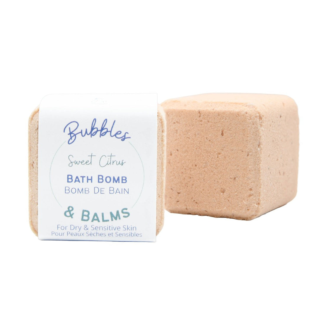 Sweet Citrus bath bomb for dry & sensitive skin from Bubbles & Balms of Hampton, New Brunswick.
