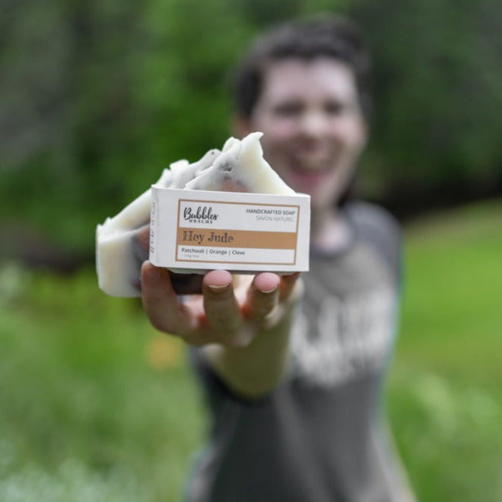Bubbles & Balms bubble soaps with organic patchouli and orange