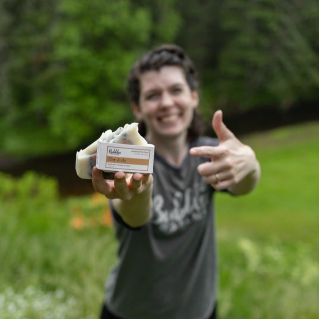 Bubbles & Balms Hey Jude bar soap with patchouli and gentle bubble soap