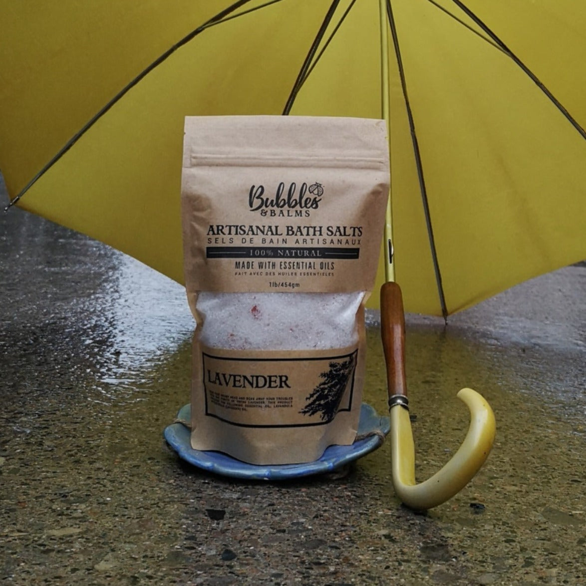 Bubbles & Balms Lavender Bath Salts on a Rainy Day