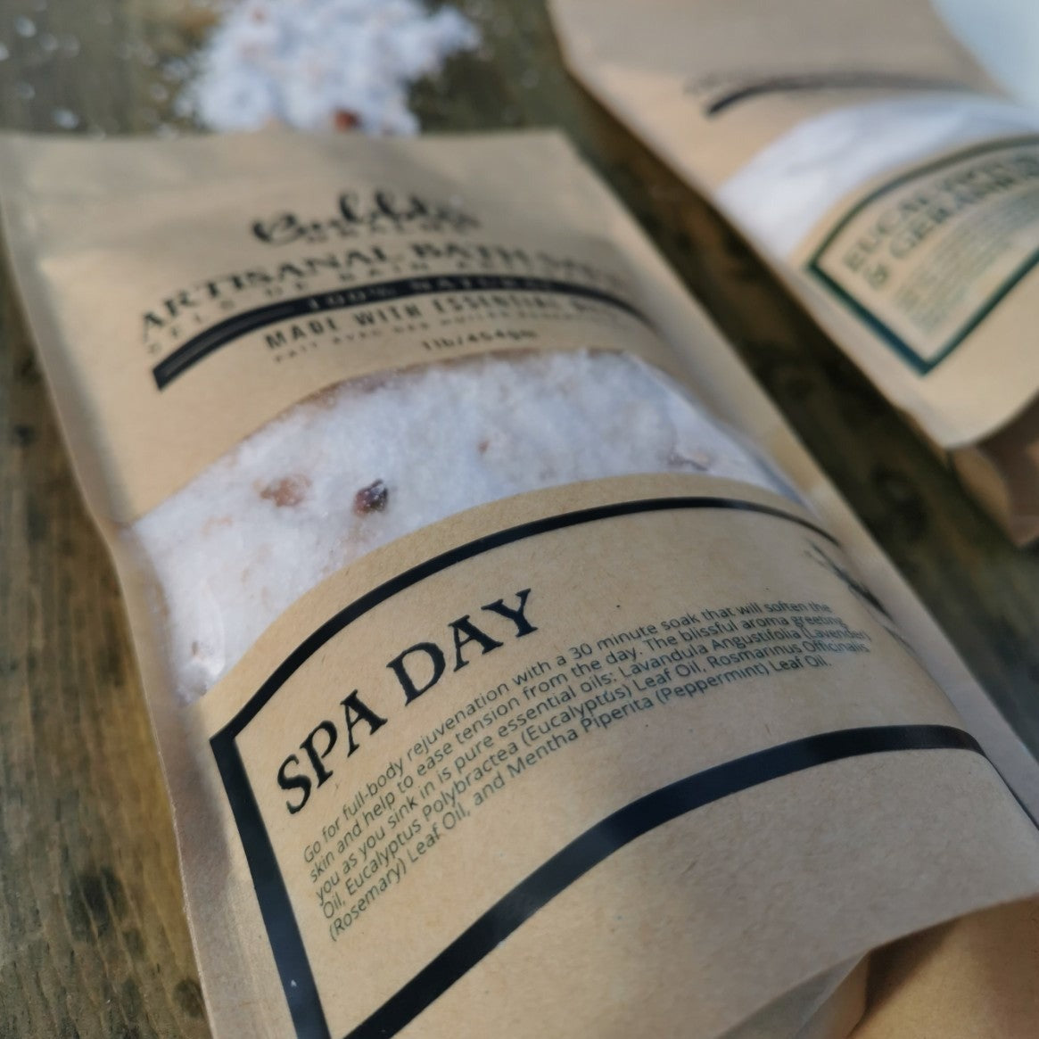 Bubbles & Balms Spa Day Bath Salts on Tub Table