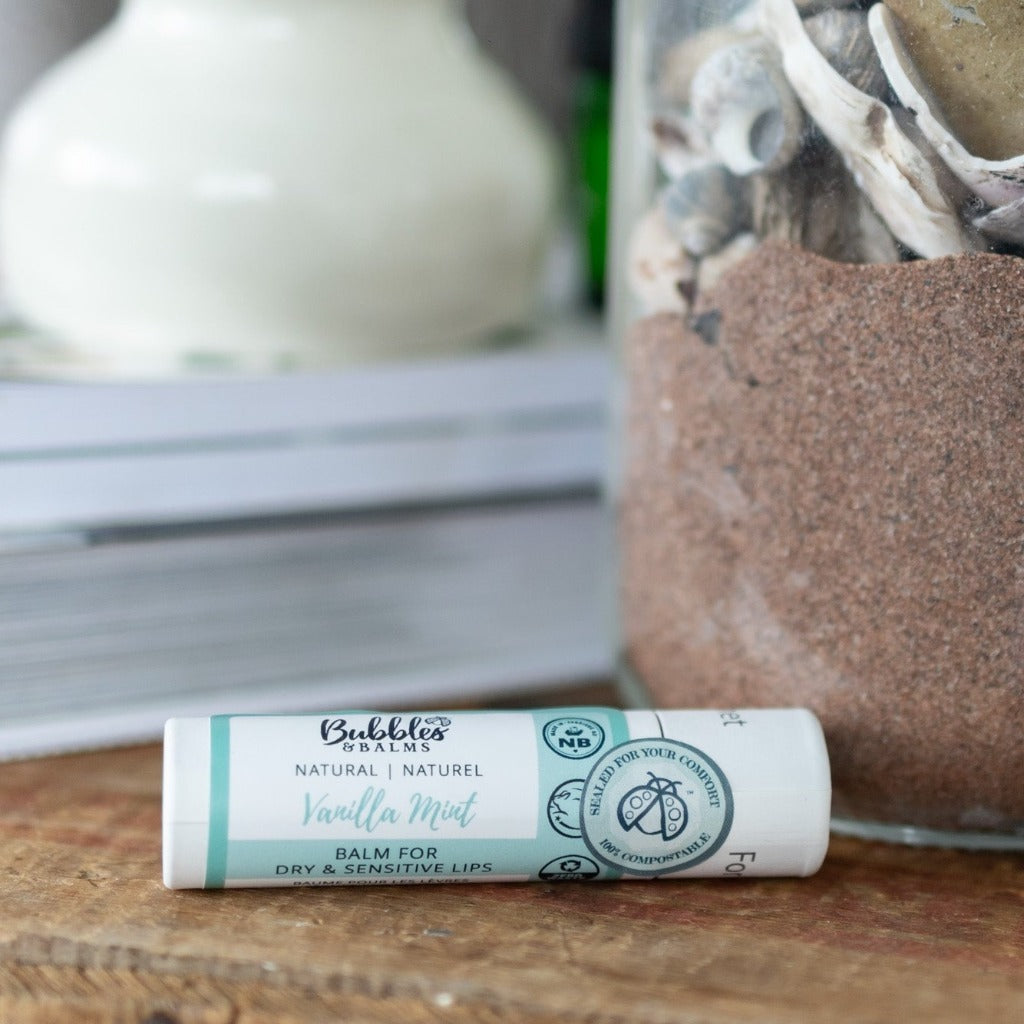 Bubbles &amp; Balms Vanilla Mint Zero-Waste Compostable lip balm