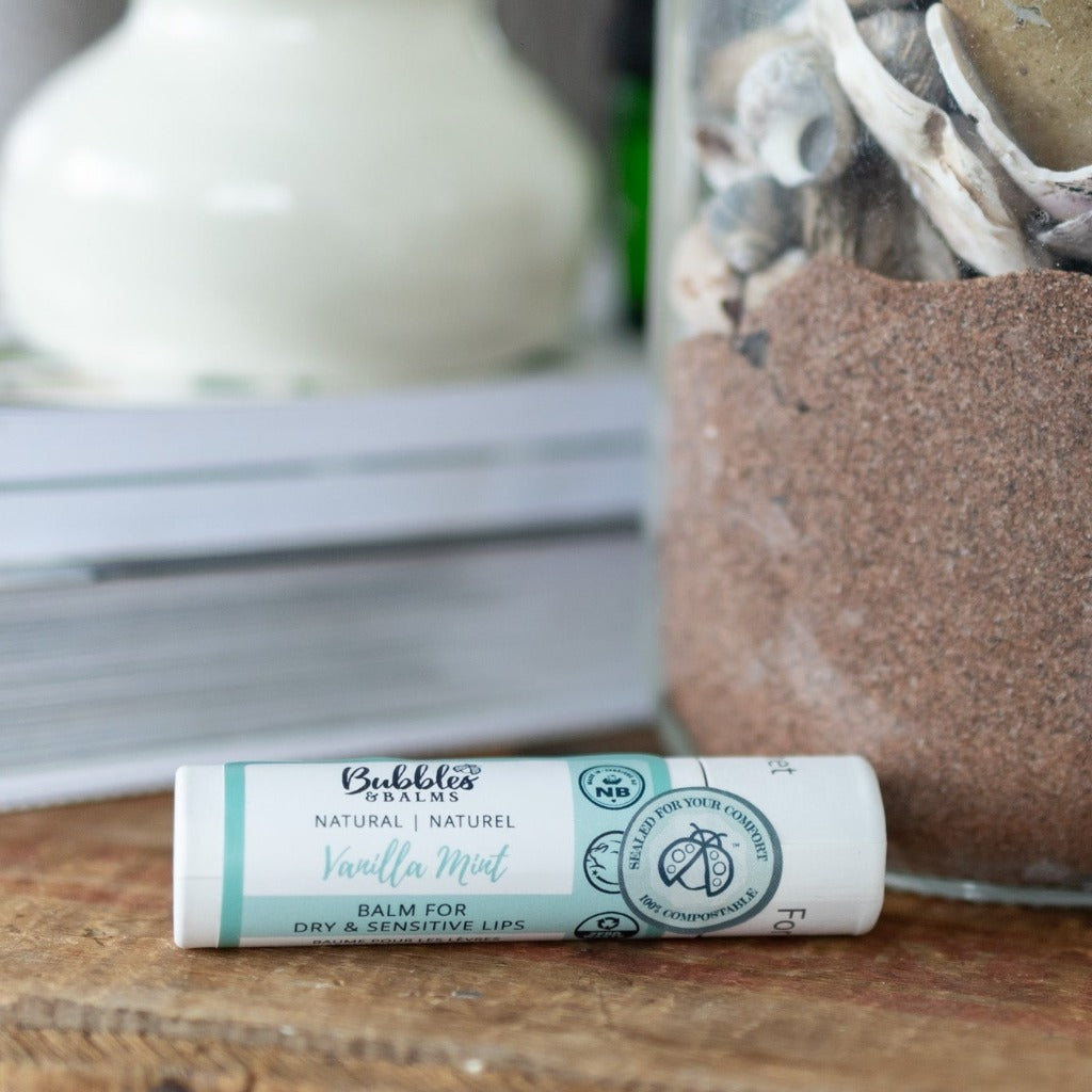 Bubbles &amp; Balms Vanilla Mint Zero-Waste Compostable lip balm