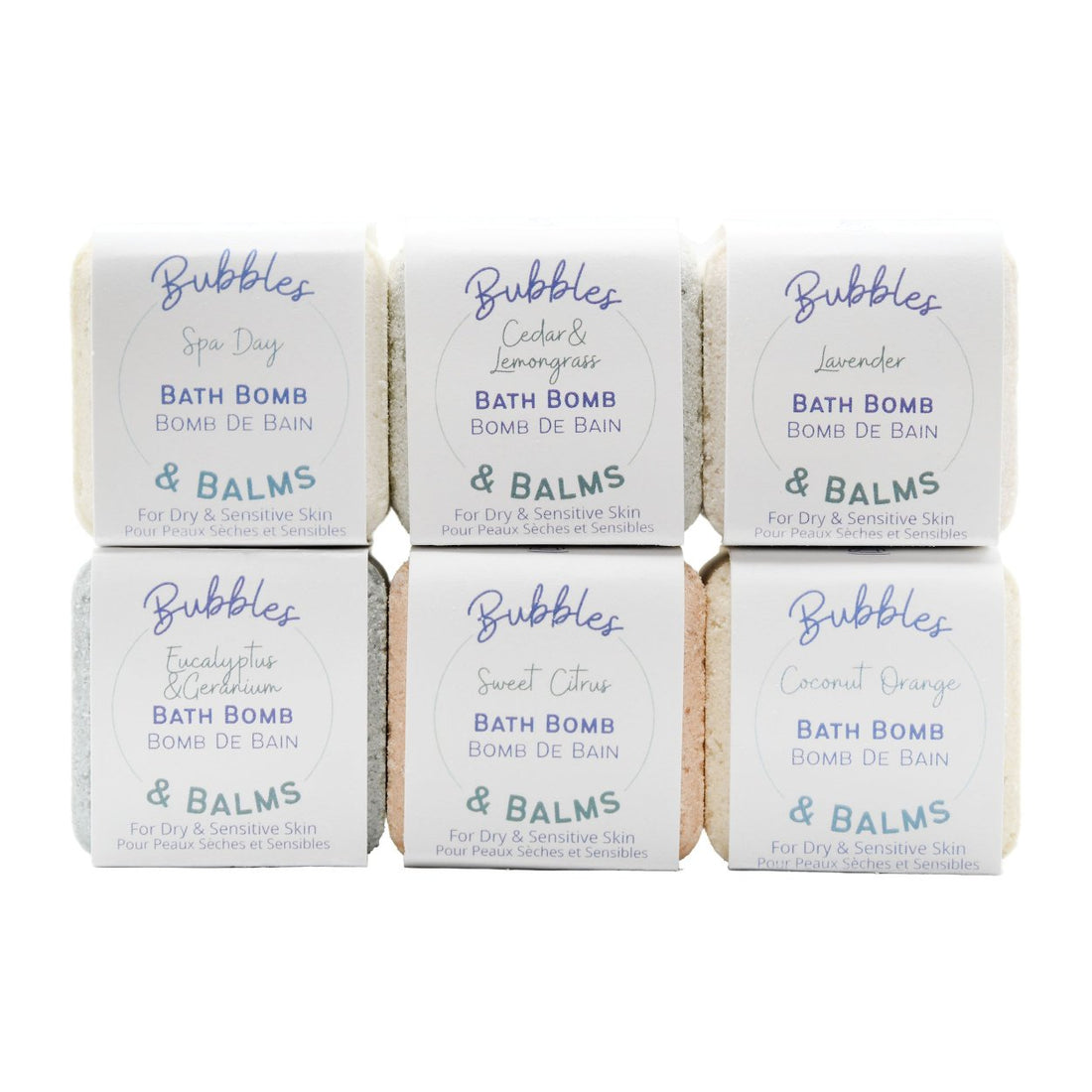 A bundle of 6 bath bombs from Bubbles & Balms.
