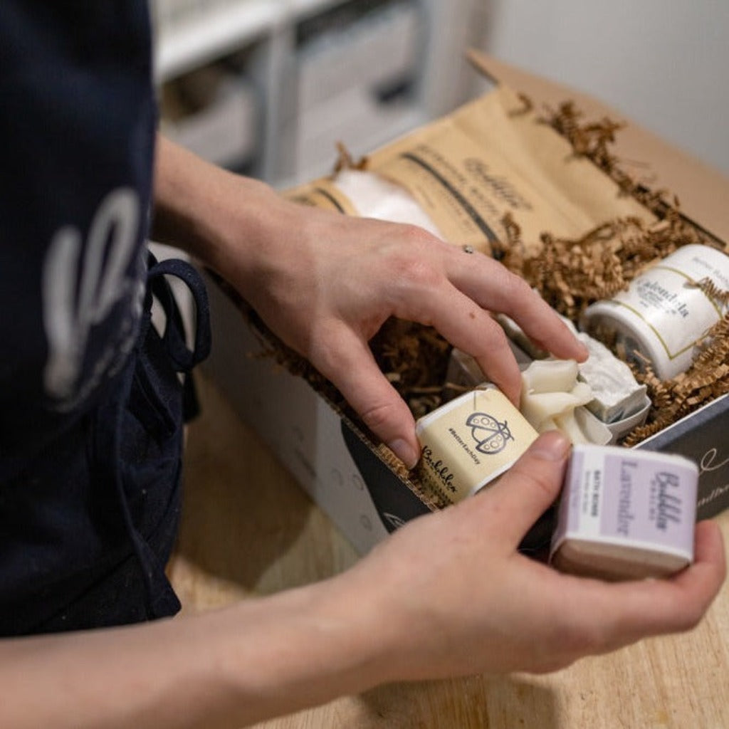 Bubbles &amp; Balms Lavender Bath Bomb Being Packed For Canada-Wide Shipping