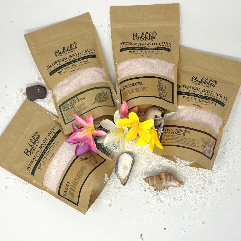 Bubbles & Balms Artisanal Bath Salts with Pink Himalayan, Dead Sea, and Epsom Salts and Pure Essential Oils For Soothing Tension and Softening Skin
