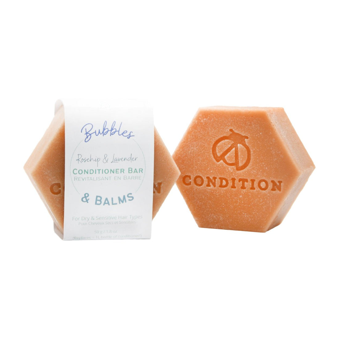 Rosehip & Lavender conditioner from Bubbles & Balms, made to protect and provide a healthy sheen and perfect combability.
