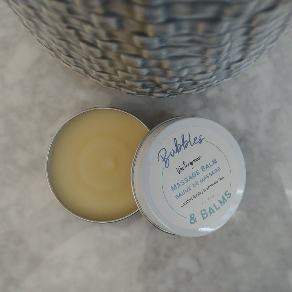 Bubbles &amp; Balms Wintergreen Massage Salve with methyl salicylate, a topical pain reliever
