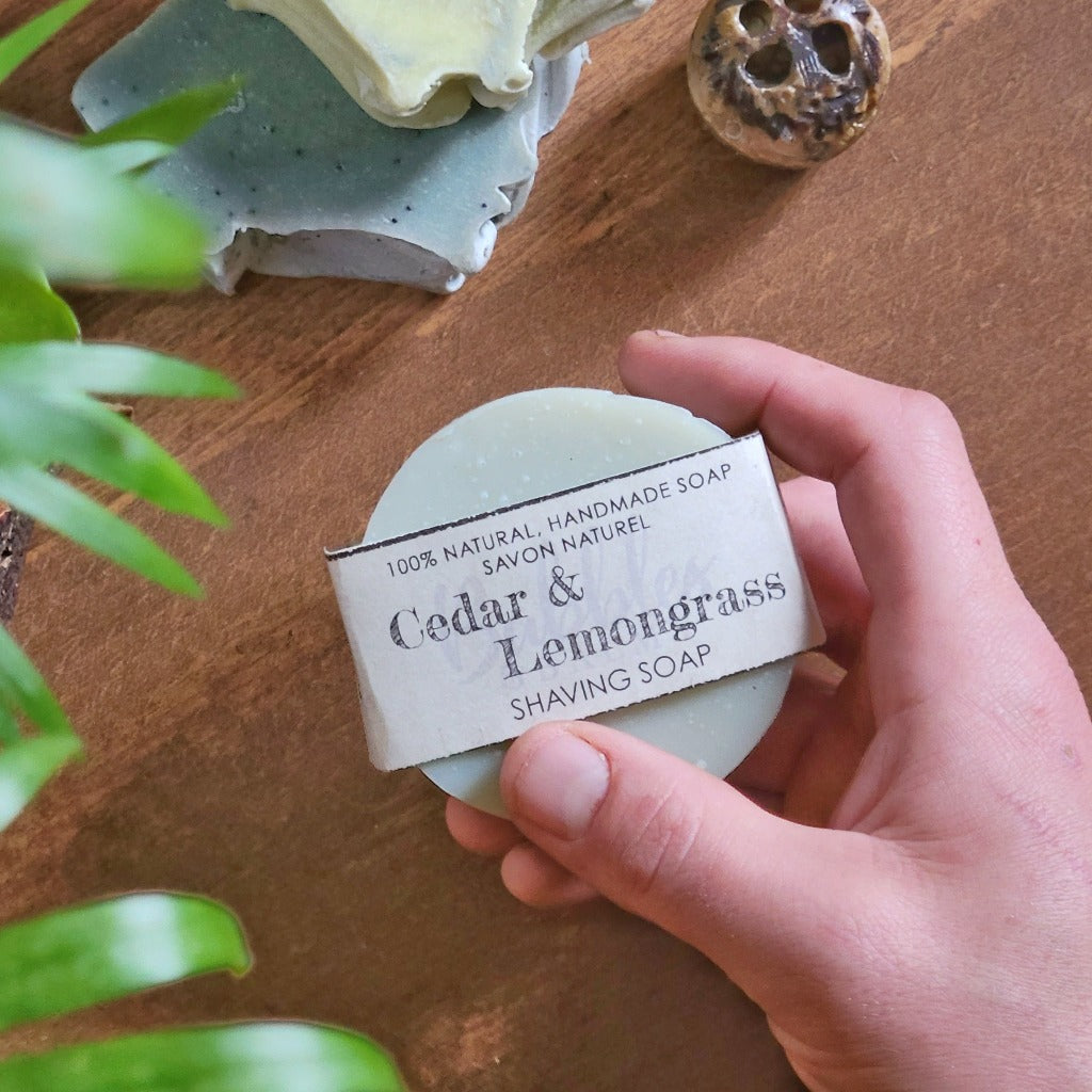 Cedarwood and Lemongrass Shave Bar with zero waste and organic