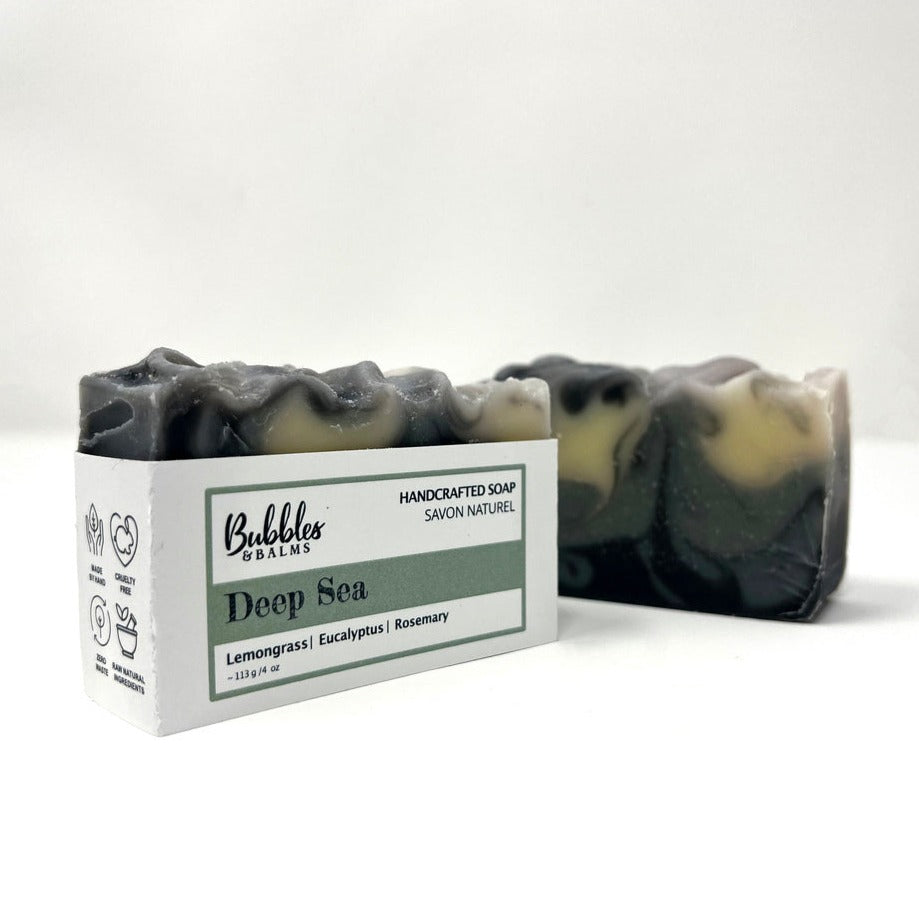 Bubbles &amp; Balms Natural Deep Sea Bar Soap with Lemongrass, Rosemary, &amp; Eucalyptus essential oils.