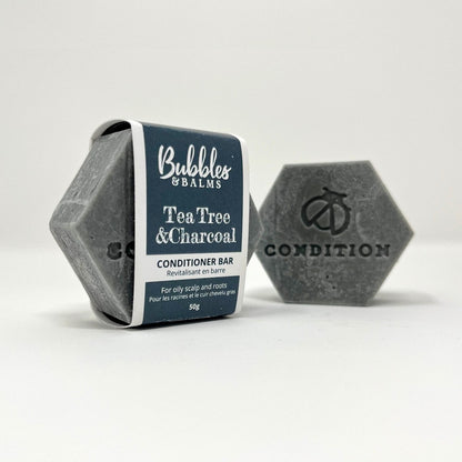 Bubbles &amp; Balms Zero-Waste &amp; pH-Balanced Tea Tree &amp; Charcoal Conditioner Bar for Oily Scalps With &amp; Without Label in Hampton, New Brunswick Studio